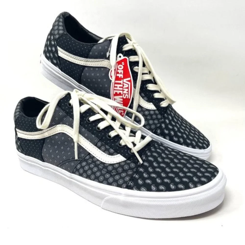 Vans Old Skool Black Womens Size Low Top Skateboarding White Canvas VN0A3WKT9XJ